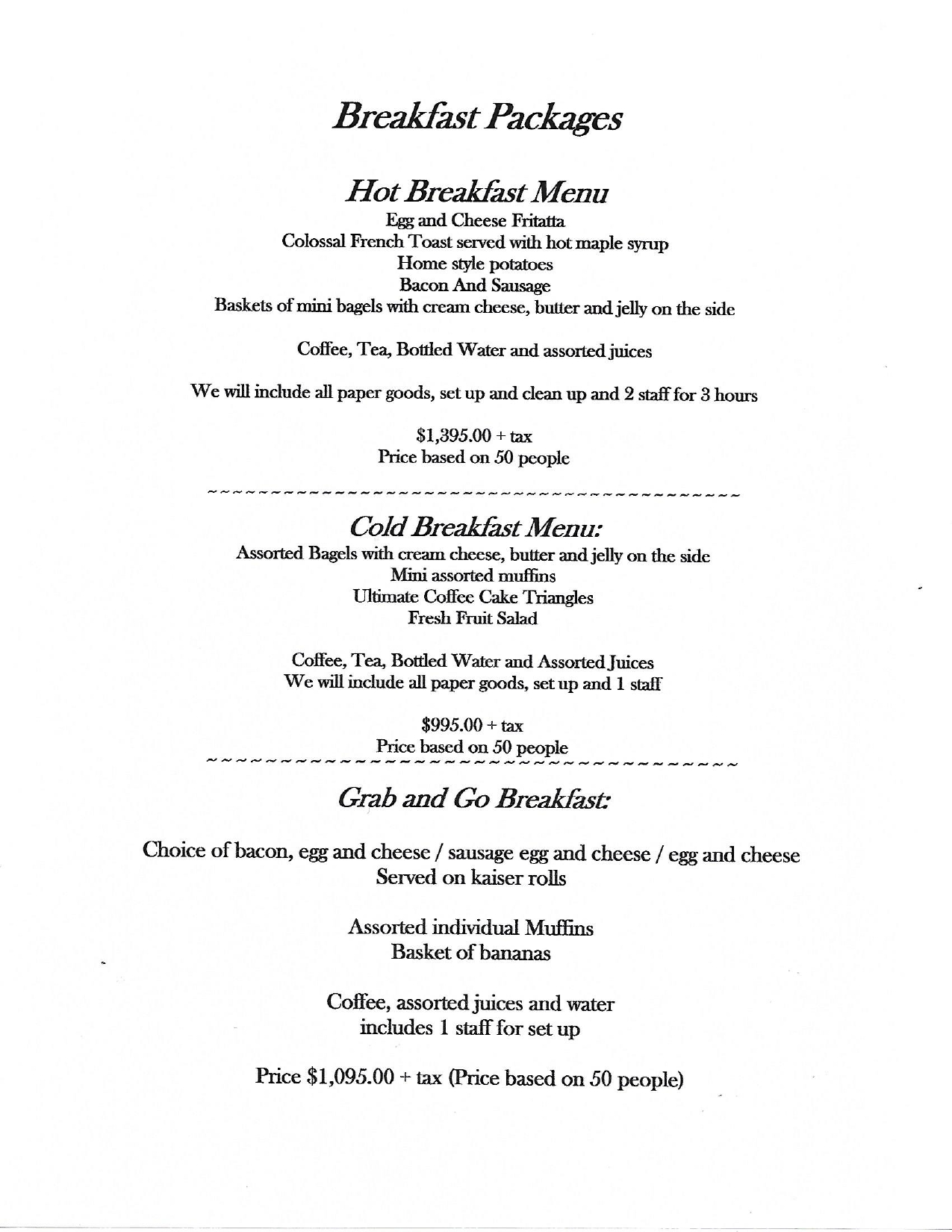 Breakfast Packages